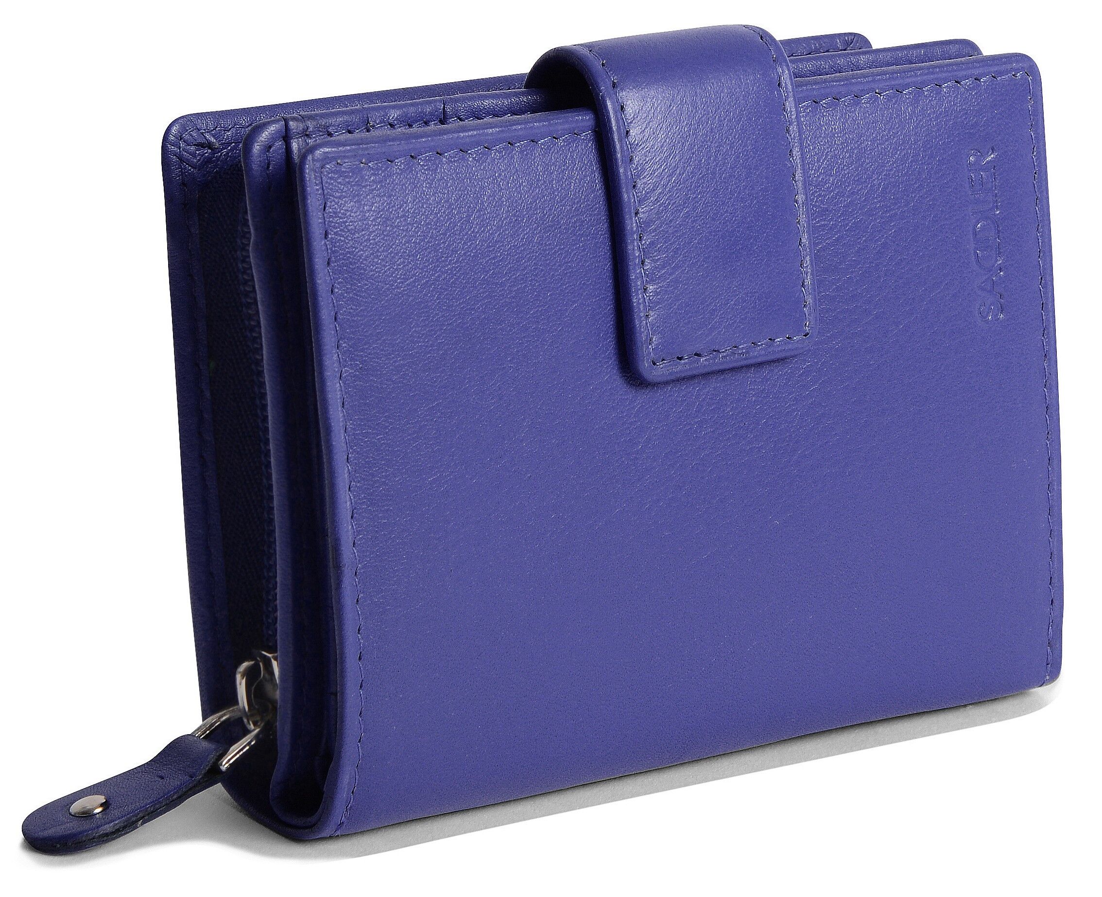 SADDLER "EMILY" Portafoglio medio da donna in vera pelle con portamonete con cerniera | Pochette da donna di design perfetta per carte d'identità, banconote, carte di debito da viaggio | Confezione regalo - Ultravioletti