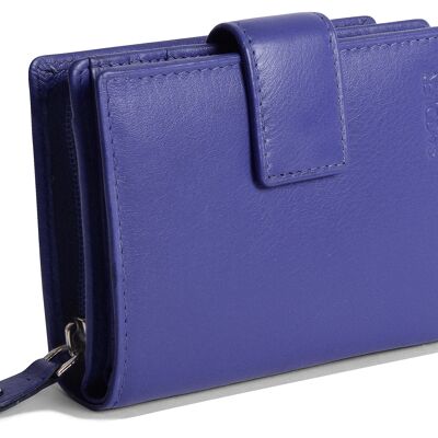 SATTEL "EMILY" Damen Echtleder Medium Bifold Geldbörse Geldbörse mit Reißverschluss Münzgeldbörse | Designer Damen Clutch Perfekt für ID-Münzen Notizen Debit Travel Cards | Geschenkbox - Ultraviolett