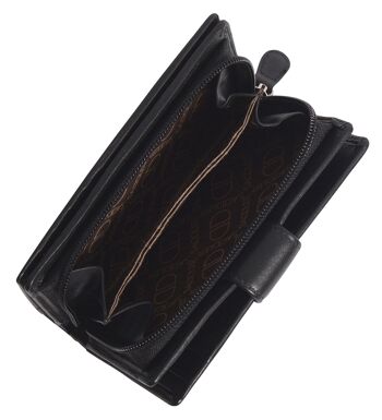 SADDLER "GEORGIE" Grand portefeuille à deux volets en cuir véritable pour femmes avec porte-monnaie à glissière centrale | Designer Ladies Clutch parfait pour les pièces d'identité Notes Cartes de débit | Coffret cadeau - Noir 4