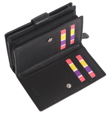 SADDLER "GEORGIE" Grand portefeuille à deux volets en cuir véritable pour femmes avec porte-monnaie à glissière centrale | Designer Ladies Clutch parfait pour les pièces d'identité Notes Cartes de débit | Coffret cadeau - Noir 5