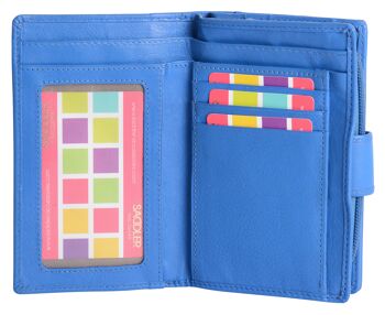 SADDLER "GEORGIE" Grand portefeuille à deux volets en cuir véritable pour femmes avec porte-monnaie à glissière centrale | Designer Ladies Clutch parfait pour les pièces d'identité Notes Cartes de débit | Coffret cadeau | Coffret cadeau - Bleu 2