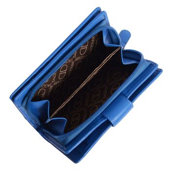SADDLER "GEORGIE" Grand portefeuille à deux volets en cuir véritable pour femmes avec porte-monnaie à glissière centrale | Designer Ladies Clutch parfait pour les pièces d'identité Notes Cartes de débit | Coffret cadeau | Coffret cadeau - Bleu 3