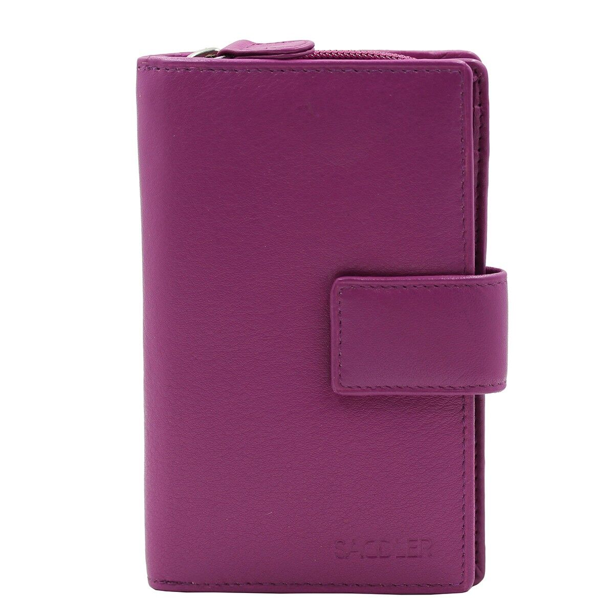 SATTEL "GEORGIE" Damen Luxuriöses Echtes Leder Große Geldbörse Geldbörse mit Mittelreißverschluss Münzgeldbörse | Designer Damen Clutch Perfekt für ID-Münzen Notizen Debit Travel Cards | Geschenkbox - Magenta