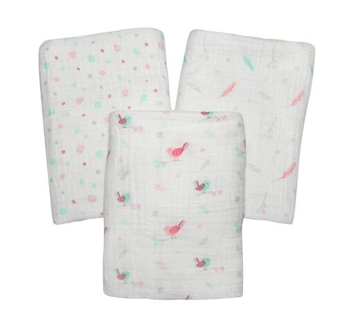 Orchard Birds Muslin Swaddle Wrap 3pk