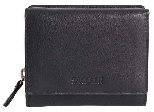 SADDLER "CARLA" Womens Luxurious Real Leather Trifold RFID Credit Card Wallet With Large Zippered Coin Pocket | Designer Ladies Purse - Perfect for ID Coins Notes Debit Travel Cards | Gift Boxed - Black