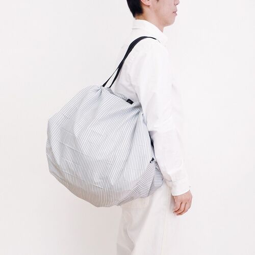 Shupatto compact foldable shopping bag size L - Stripes (Sen)