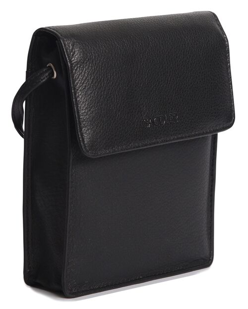 SADDLER "SARA" Womens Compact Real Leather Cross Body Travel Purse With Removable Credit Card Holder | Designer Sling Bag - Perfect for Cell phone, Passport, All Cards | Gift Boxed - Black