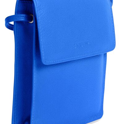 SADDLER "SARA" Monedero de viaje compacto de piel auténtica cruzada para mujer con tarjetero extraíble | Bolso bandolera de diseñador: perfecto para teléfono celular, pasaporte, todas las tarjetas | Caja de regalo - Azul