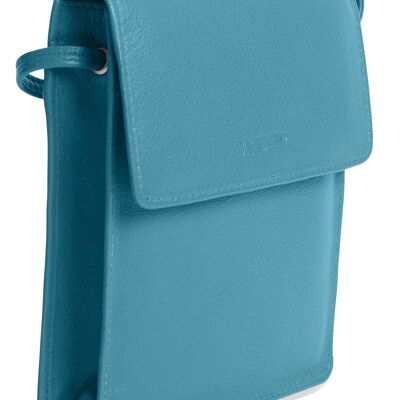 SADDLER "SARA" Womens Compact Real Leather Cross Body Travel Purse With Removable Credit Card Holder | Designer Sling Bag - Perfect for Cell phone, Passport, All Cards | Gift Boxed - Teal
