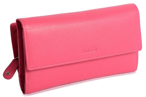 SADDLER "ELLA" Womens Large Luxurious Real Leather Credit Card Wallet | Designer Ladies Clutch with Zipper Purse | Perfect for Notes ID Pass Debit Credit Travel Cards| Gift Boxed - Fuchsia
