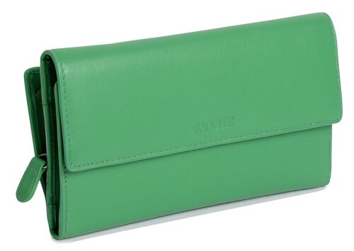 SADDLER "ELLA" Womens Large Luxurious Real Leather Credit Card Wallet | Designer Ladies Clutch with Zipper Purse | Perfect for Notes ID Pass Debit Credit Travel Cards| Gift Boxed - Green