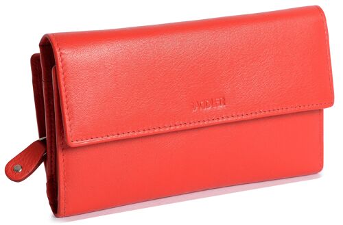 SADDLER "ELLA" Womens Large Luxurious Real Leather Credit Card Wallet | Designer Ladies Clutch with Zipper Purse | Perfect for Notes ID Pass Debit Credit Travel Cards| Gift Boxed - Red