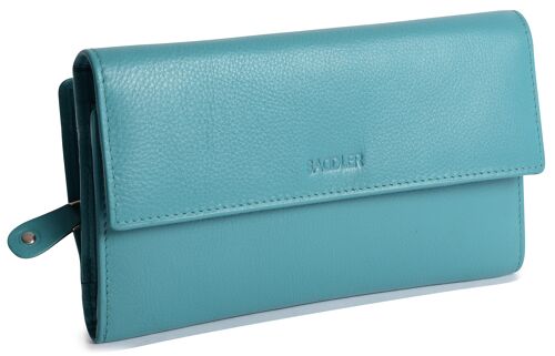 SADDLER "ELLA" Womens Large Luxurious Real Leather Credit Card Wallet | Designer Ladies Clutch with Zipper Purse | Perfect for Notes ID Pass Debit Credit Travel Cards| Gift Boxed - Teal