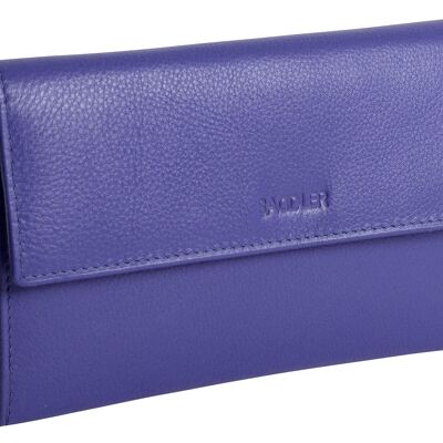 SADDLER "ELLA" Womens Large Luxurious Real Leather Credit Card Wallet | Designer Ladies Clutch with Zipper Purse | Perfect for Notes ID Pass Debit Credit Travel Cards| Gift Boxed - Purple