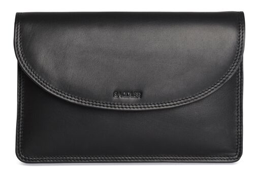 SADDLER "ISABELLE" Womens Soft Leather Slim Cross Body Purse and Mag Snap Closure | Ladies Sling Bag - Perfect for Cell Phone, Passport, Travel Cards | Gift Boxed - Black