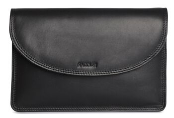 SADDLER "ISABELLE" Sac à bandoulière mince en cuir souple pour femmes et fermeture à pression magnétique | Sac à bandoulière pour femme - parfait pour téléphone portable, passeport, cartes de voyage | Coffret cadeau - Noir 1