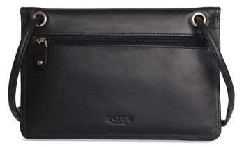 SADDLER "ISABELLE" Sac à bandoulière mince en cuir souple pour femmes et fermeture à pression magnétique | Sac à bandoulière pour femme - parfait pour téléphone portable, passeport, cartes de voyage | Coffret cadeau - Noir 5