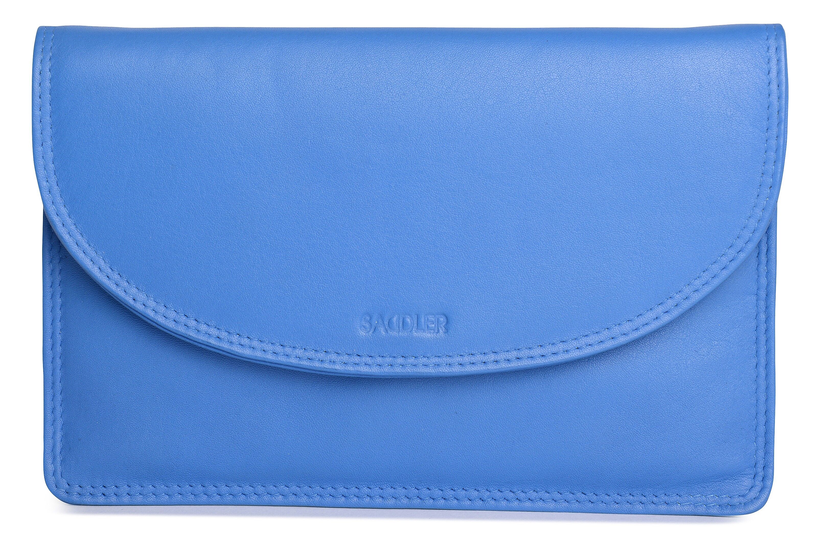 SADDLER "ISABELLE" Borsa a tracolla sottile da donna in morbida pelle e chiusura a scatto magnetico | Borsa a tracolla da donna - perfetta per cellulare, passaporto, tessere di viaggio | Confezione regalo - Blu