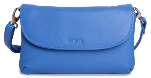 SADDLER "AUDREY" Womens Real Leather Slim Cross Body Purse Clutch with Detachable Strap | Ladies Sling Bag - Perfect for Cell Phone, Cosmetics and Travel Cards | Gift Boxed - Blue