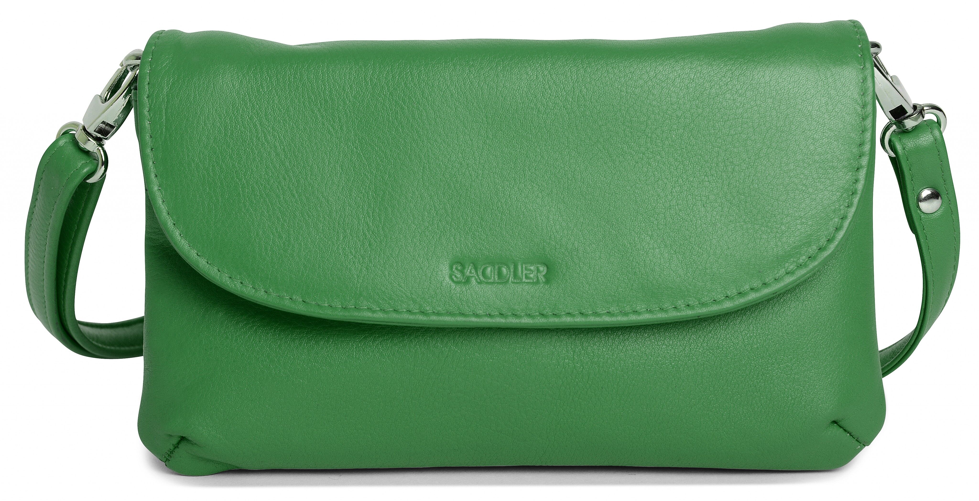 SADDLER "AUDREY" Pochette da donna a tracolla sottile in vera pelle con cinturino staccabile | Borsa a tracolla da donna - perfetta per cellulare, cosmetici e biglietti da viaggio | Confezione regalo - Verde