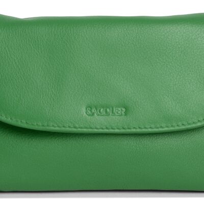 SATTEL "AUDREY" Damen Slim Cross Body Geldbörse aus echtem Leder für Damen mit abnehmbarem Riemen | Ladies Sling Bag - Perfekt für Handy, Kosmetik und Reisekarten | Geschenkbox - Grün