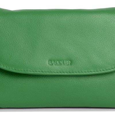 SADDLER "AUDREY" Womens Real Leather Slim Cross Body Purse Clutch with Detachable Strap | Ladies Sling Bag - Perfect for Cell Phone, Cosmetics and Travel Cards | Gift Boxed - Green