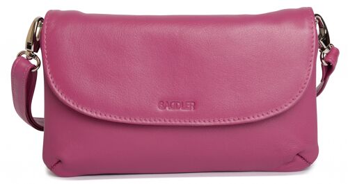 SADDLER "AUDREY" Womens Real Leather Slim Cross Body Purse Clutch with Detachable Strap | Ladies Sling Bag - Perfect for Cell Phone, Cosmetics and Travel Cards | Gift Boxed - Magenta