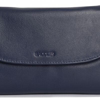 SADDLER "AUDREY" Pochette da donna a tracolla sottile in vera pelle con cinturino staccabile | Borsa a tracolla da donna - perfetta per cellulare, cosmetici e biglietti da viaggio | Confezione regalo - Navy