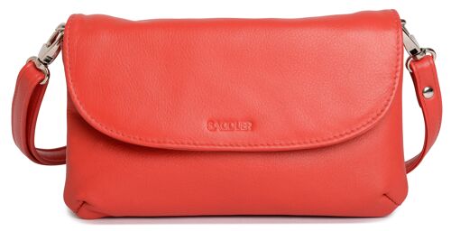 SADDLER "AUDREY" Womens Real Leather Slim Cross Body Purse Clutch with Detachable Strap | Ladies Sling Bag - Perfect for Cell Phone, Cosmetics and Travel Cards | Gift Boxed - Red