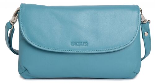 SADDLER "AUDREY" Womens Real Leather Slim Cross Body Purse Clutch with Detachable Strap | Ladies Sling Bag - Perfect for Cell Phone, Cosmetics and Travel Cards | Gift Boxed - Teal
