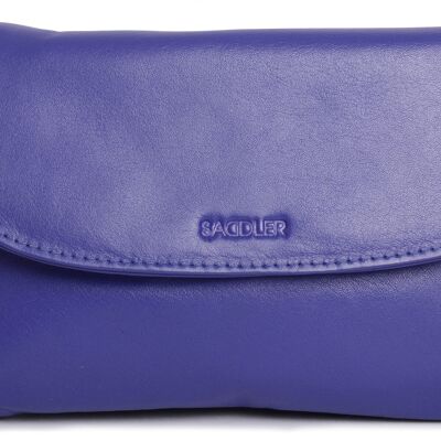 SADDLER "AUDREY" Pochette da donna a tracolla sottile in vera pelle con cinturino staccabile | Borsa a tracolla da donna - perfetta per cellulare, cosmetici e biglietti da viaggio | Confezione regalo - Viola