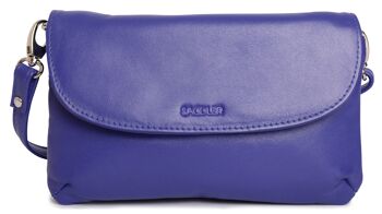 SADDLER "AUDREY" Pochette à bandoulière mince en cuir véritable pour femme avec sangle amovible | Sac à bandoulière pour femme - Parfait pour les téléphones portables, les cosmétiques et les cartes de voyage | Coffret cadeau - Violet 1