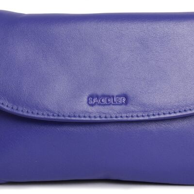 SADDLER "AUDREY" Womens Real Leather Slim Cross Body Purse Clutch with Detachable Strap | Ladies Sling Bag - Perfect for Cell Phone, Cosmetics and Travel Cards | Gift Boxed - Purple