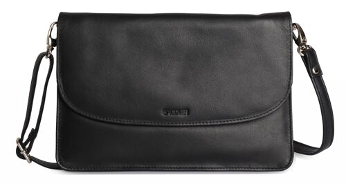SADDLER "OLIVIA" Womens Real Leather Slim Cross Body Purse Clutch with Detachable Strap | Ladies Sling Bag - Perfect for Cell Phone, Cosmetics and Travel Cards | Gift Boxed - Black