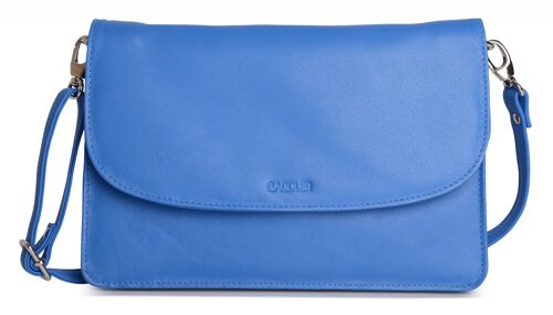 SADDLER "OLIVIA" Womens Real Leather Slim Cross Body Purse Clutch with Detachable Strap | Ladies Sling Bag - Perfect for Cell Phone, Cosmetics and Travel Cards | Gift Boxed - Blue