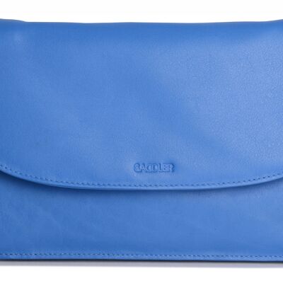 SADDLER "OLIVIA" Pochette à bandoulière mince en cuir véritable pour femmes avec sangle amovible | Sac à bandoulière pour femme - Parfait pour les téléphones portables, les cosmétiques et les cartes de voyage | Coffret cadeau - Bleu