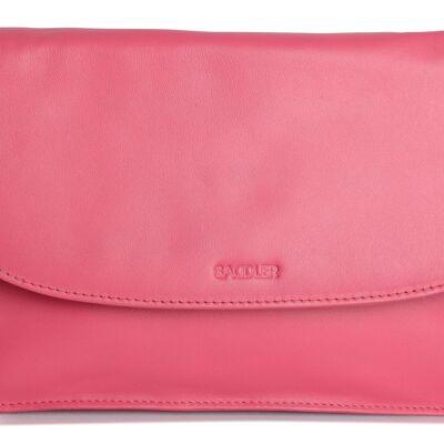 SADDLER "OLIVIA" Womens Real Leather Slim Cross Body Purse Clutch with Detachable Strap | Ladies Sling Bag - Perfect for Cell Phone, Cosmetics and Travel Cards | Gift Boxed - Fuchsia
