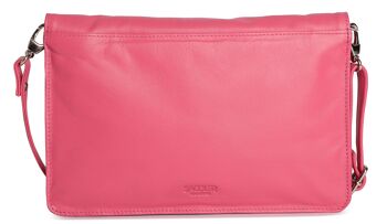 SADDLER "OLIVIA" Pochette à bandoulière mince en cuir véritable pour femmes avec sangle amovible | Sac à bandoulière pour femme - Parfait pour les téléphones portables, les cosmétiques et les cartes de voyage | Coffret cadeau - Fuchsia 5