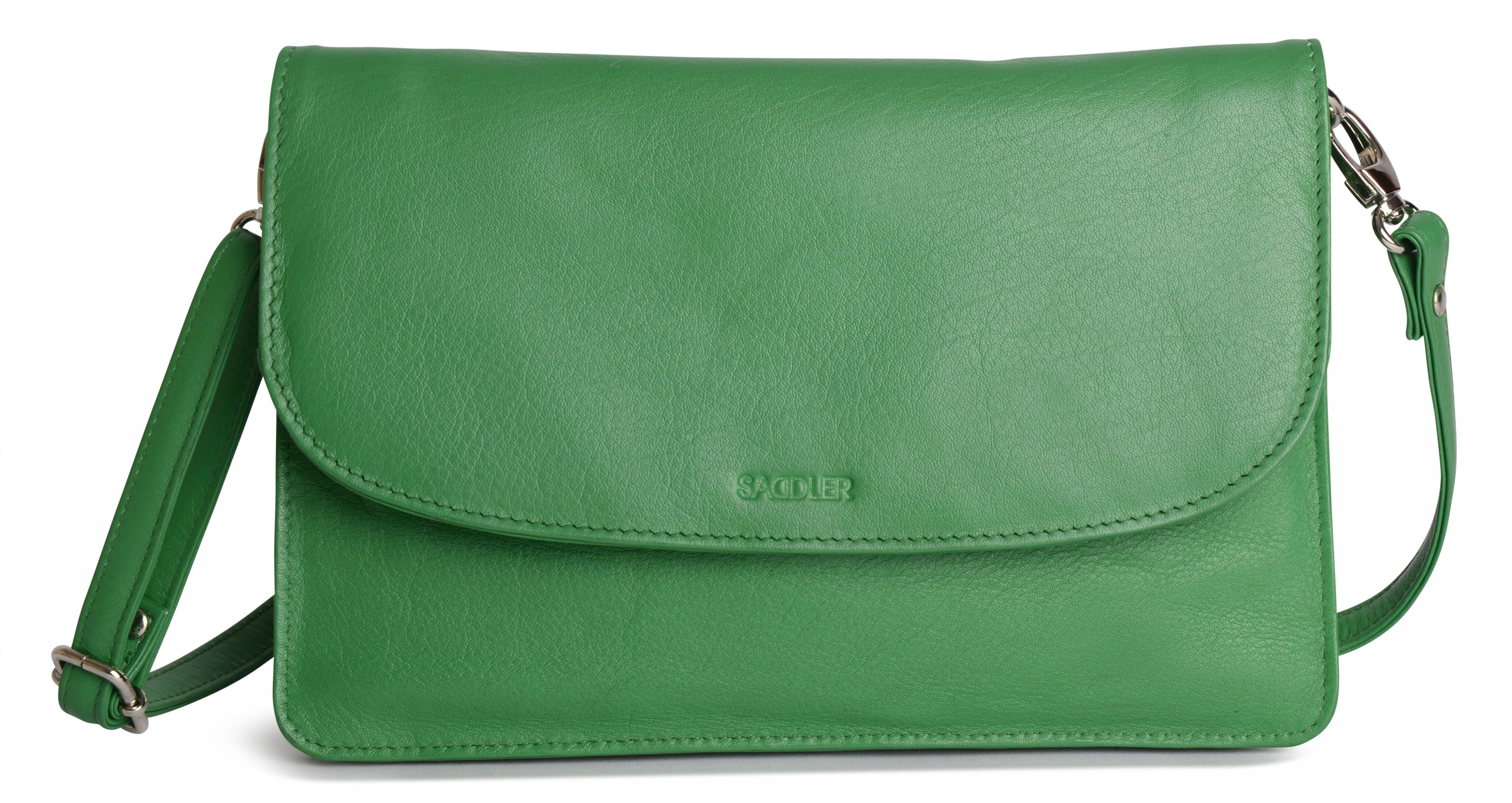 SADDLER "OLIVIA" Pochette da donna a tracolla sottile in vera pelle con cinturino staccabile | Borsa a tracolla da donna - perfetta per cellulare, cosmetici e biglietti da viaggio | Confezione regalo - Verde