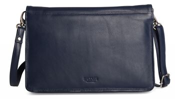 SADDLER "OLIVIA" Pochette à bandoulière mince en cuir véritable pour femmes avec sangle amovible | Sac à bandoulière pour femme - Parfait pour les téléphones portables, les cosmétiques et les cartes de voyage | Coffret cadeau - Marine 5