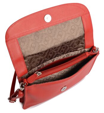 SADDLER "OLIVIA" Pochette à bandoulière mince en cuir véritable pour femmes avec sangle amovible | Sac à bandoulière pour femme - Parfait pour les téléphones portables, les cosmétiques et les cartes de voyage | Coffret cadeau - Rouge 3