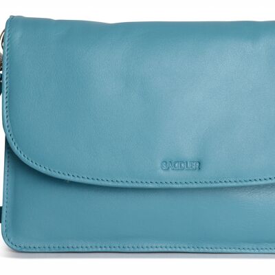 SADDLER "OLIVIA" Womens Real Leather Slim Cross Body Purse Clutch with Detachable Strap | Ladies Sling Bag - Perfect for Cell Phone, Cosmetics and Travel Cards | Gift Boxed - Teal
