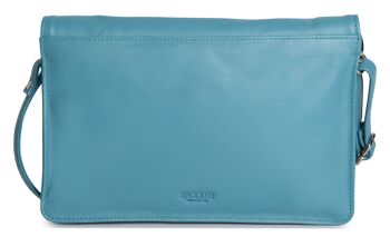 SADDLER "OLIVIA" Pochette à bandoulière mince en cuir véritable pour femmes avec sangle amovible | Sac à bandoulière pour femme - Parfait pour les téléphones portables, les cosmétiques et les cartes de voyage | Coffret cadeau - Sarcelle 5