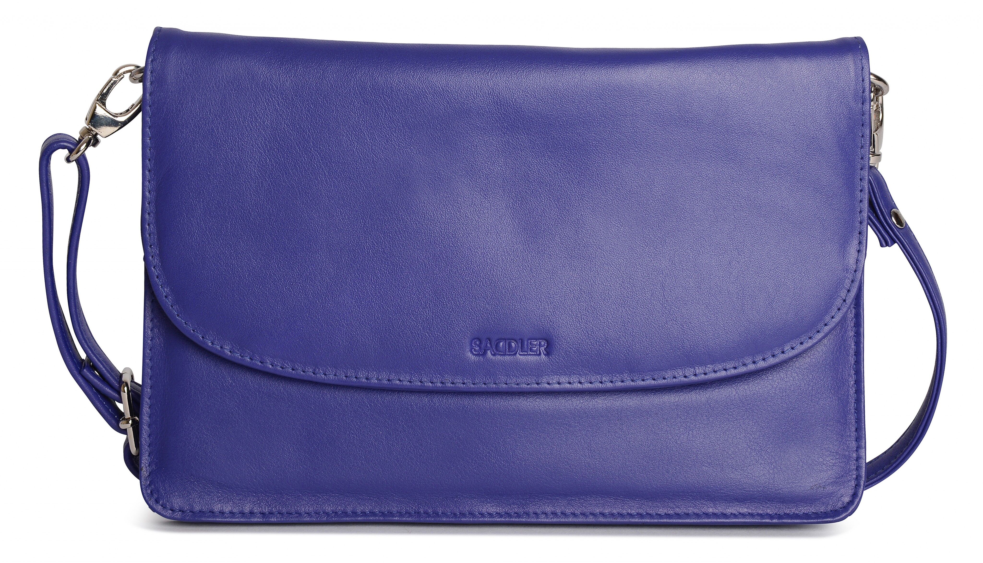SADDLER "OLIVIA" Pochette da donna a tracolla sottile in vera pelle con cinturino staccabile | Borsa a tracolla da donna - perfetta per cellulare, cosmetici e biglietti da viaggio | Confezione regalo - Viola
