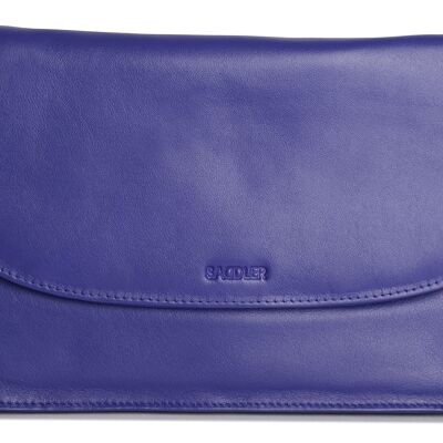 SADDLER "OLIVIA" Womens Real Leather Slim Cross Body Purse Clutch with Detachable Strap | Ladies Sling Bag - Perfect for Cell Phone, Cosmetics and Travel Cards | Gift Boxed - Purple