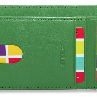 SATTEL "STELLA" Damen Luxus Leder Kreditkarte und Ausweishalter | Schlanke minimalistische Brieftasche | Designer Kreditkartengeldbörse für Damen | Geschenkbox - Grün