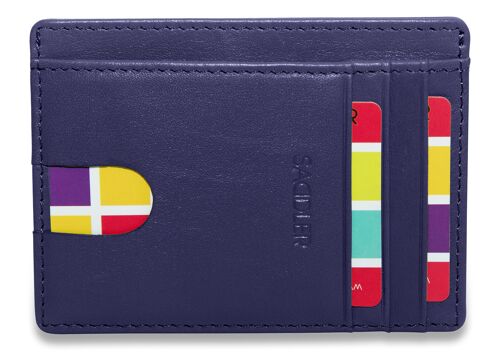 SADDLER "STELLA" Womens Luxurious Leather Credit Card and ID Holder | Slim Minimalist Wallet | Designer Credit Card Wallet for Ladies | Gift Boxed - Navy
