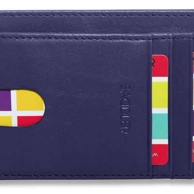 SADDLER "STELLA" Womens Luxurious Leather Credit Card and ID Holder | Slim Minimalist Wallet | Designer Credit Card Wallet for Ladies | Gift Boxed - Navy