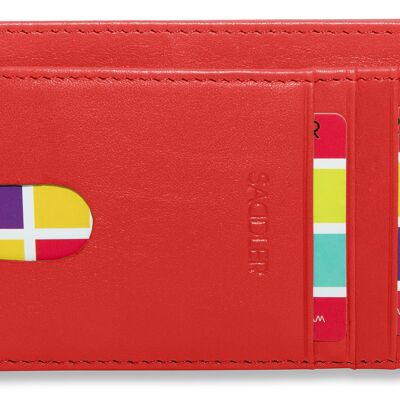 SATTEL "STELLA" Damen Luxus Leder Kreditkarte und Ausweishalter | Schlanke minimalistische Brieftasche | Designer Kreditkartengeldbörse für Damen | Geschenkbox - Rot