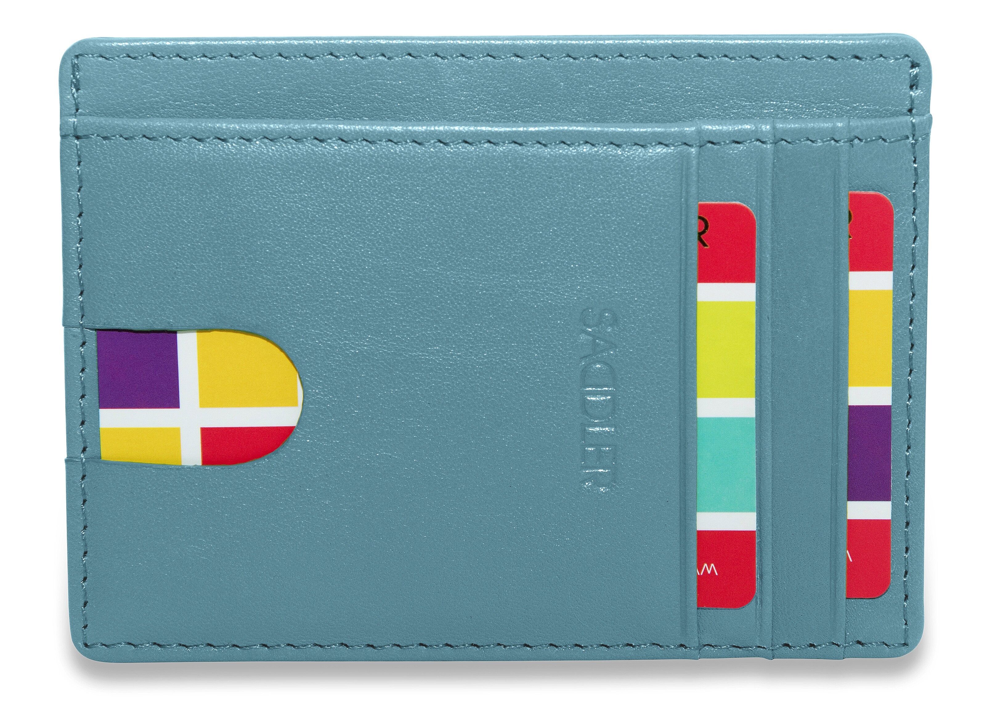 Porta carte di credito e carta d'identità in pelle di lusso da donna SADDLER "STELLA" | Portafoglio sottile e minimalista | Portafoglio per carte di credito di design per donna | Confezione regalo -Teal